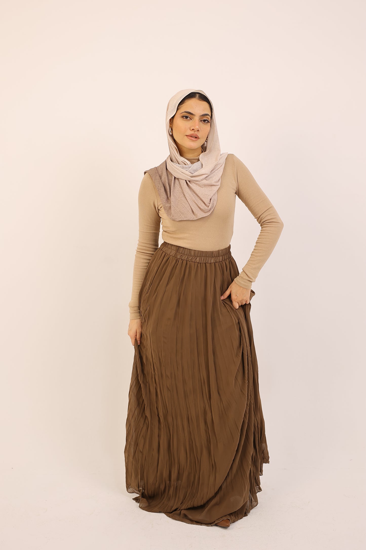 BRWON SUGAR CHIFFON SKIRT