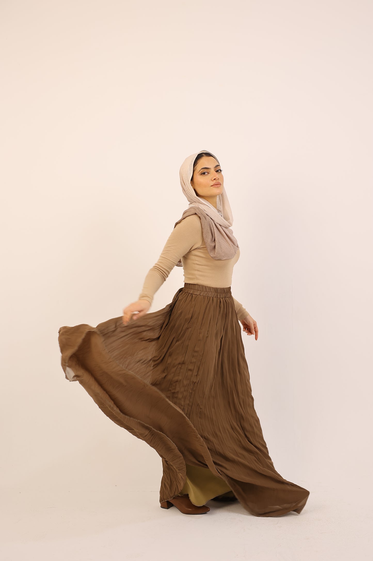 BRWON SUGAR CHIFFON SKIRT